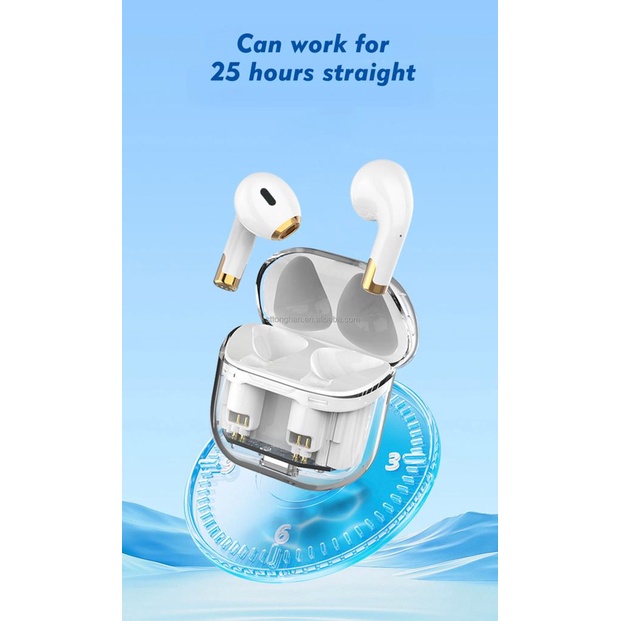 Headset Bluetooth 5.3 Apro 11 Earphone Transparan Bass