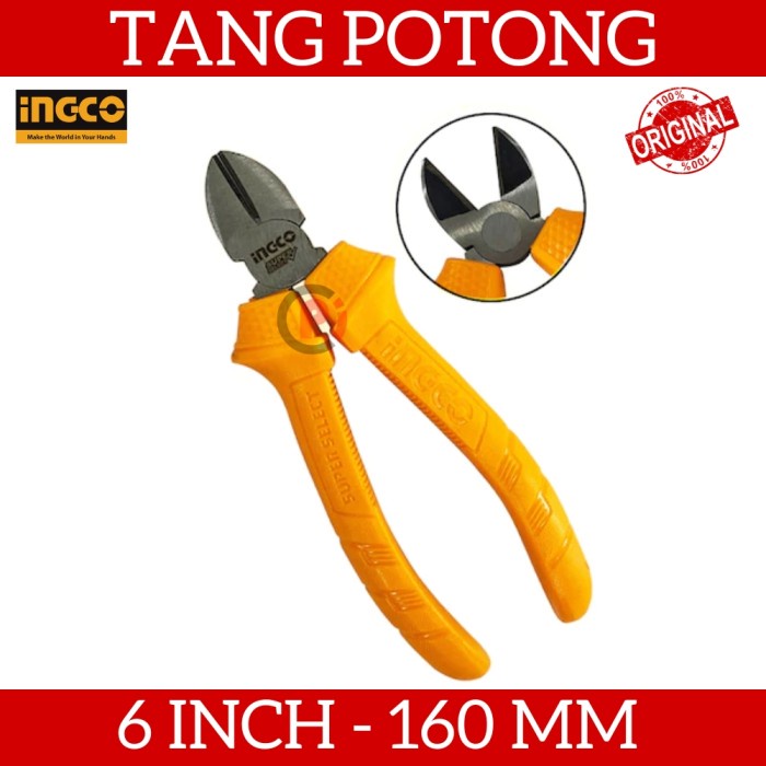 INGCO HDCP12160 Tang Potong Diagonal Cutting Pliers Ukuran 6Inch 160mm