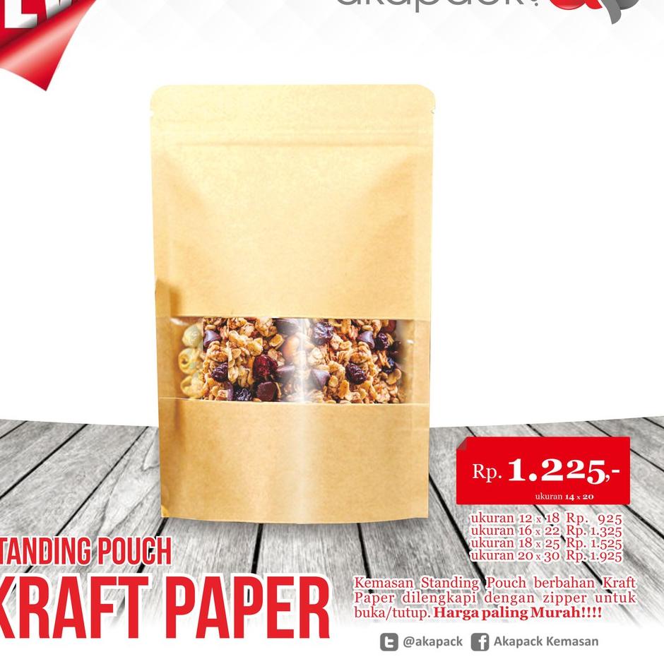 

❀ Spkw 14x20 Kemasan Standing Pouch Kraft Paper isi 100pcs ✼