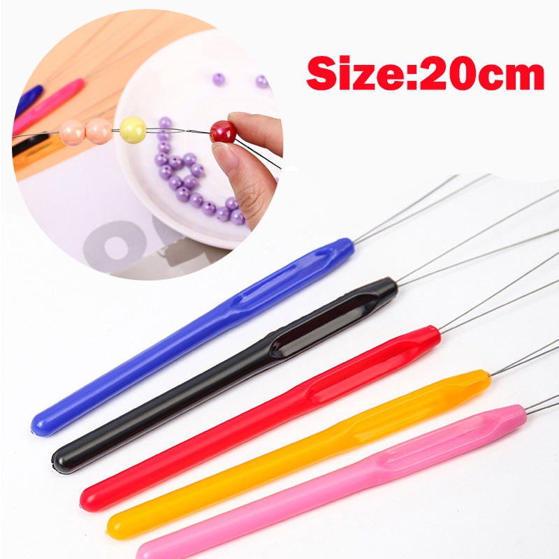 Diy Colorful Pegangan Plastik Manik Threader Mode Threader Ringan Multifungsi Wig Crochet Tools