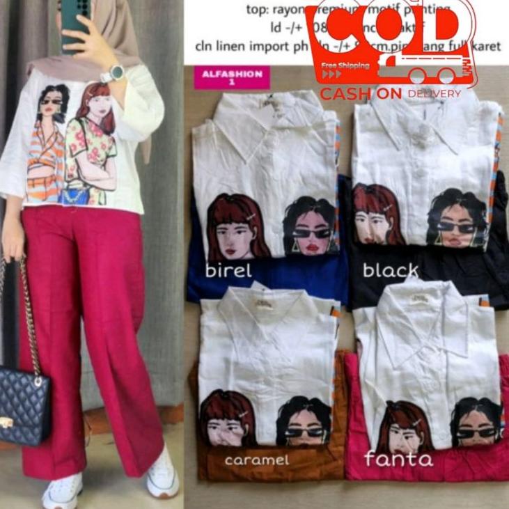 ❅ Anime Set Crop Crinkle Sablon LD 110 - Setelan Crop Top Crinkle Sablon / Setelan Kombinasi crinkle