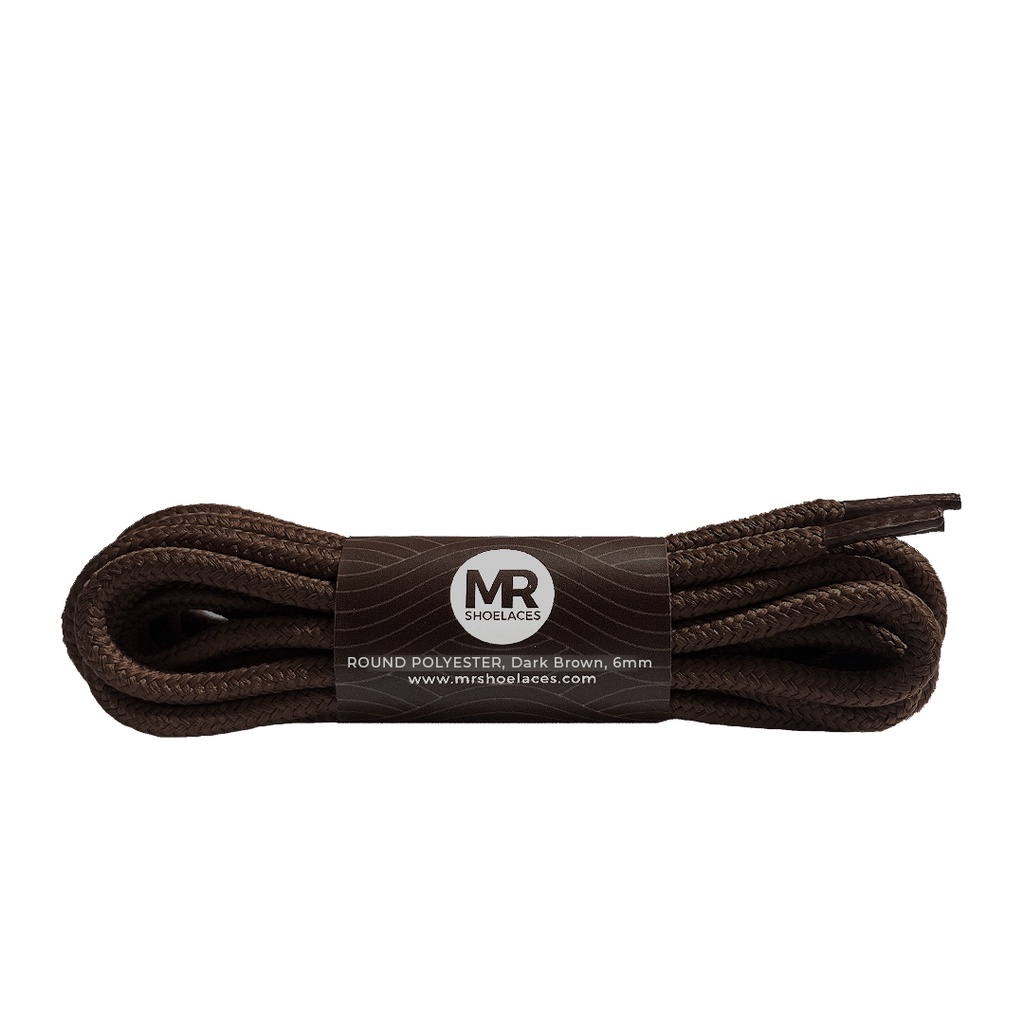 MR Shoelaces RP19 Coklat Tua (Dark Brown) Tali Sepatu Bulat Round Big 6mm Shoelaces 90cm 100cm 120cm 150cm 180cm-200cm Polyester