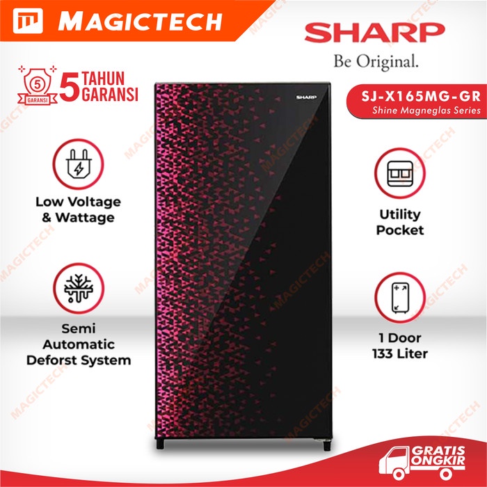 KULKAS SHARP 1 PINTU SJ-X165MG-GR 133L - MERAH