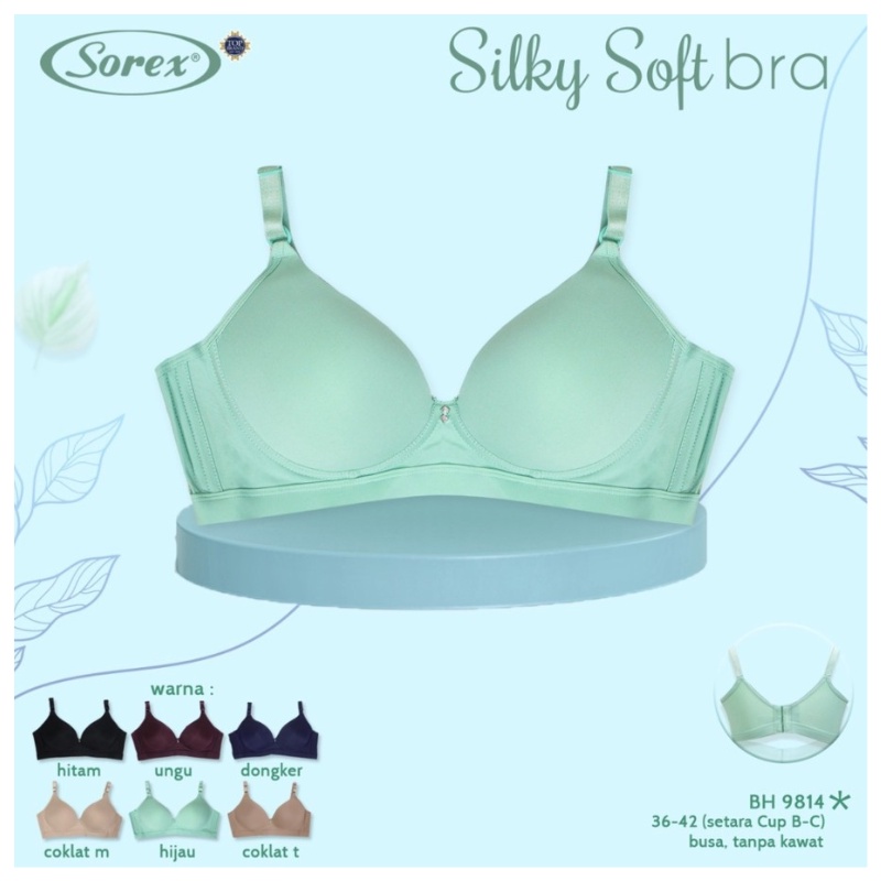 Sorex Bra Cup Besar Tanpa Kawat Busa Kait 3 Silky Soft Bra Pakaian Dalam Wanita BH 9814 Setara Cup B-C Beha Sorex WHS