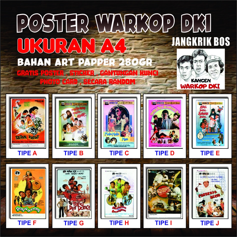 poster warkop dki A4 hiasan dinding kamar / poster film warkop dki