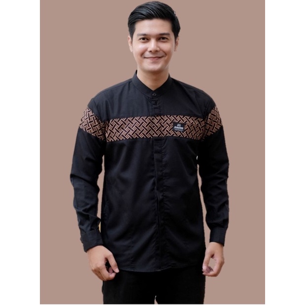 Baju Koko Pria Dewasa Lengan Panjang Motif Kobata Kombinasi Batik Terbaru,