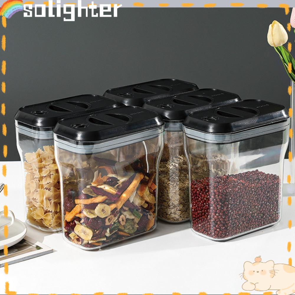 Solighter Sealed Jar Alat Dapur Botol Bumbu Tahan Lembab Toples Dengan Tutup Transparan Rumah Tangga Food Canister Grade Bottle