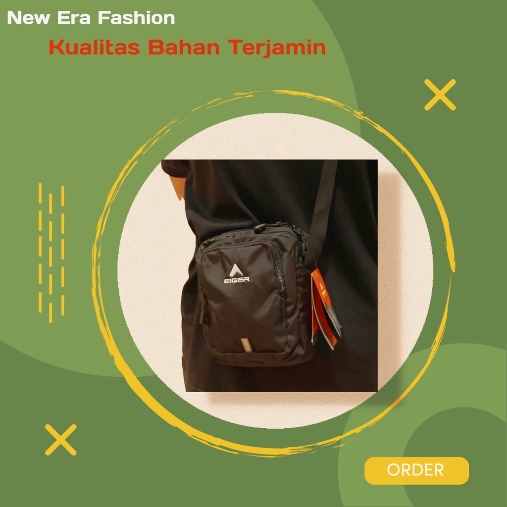 EIGER1989 TAS SELEMPANG PORTEGE VERTICAL 1L BLACK - TAS SELEMPANG PRIA - TAS SELEMPANG WANITA - Pra 