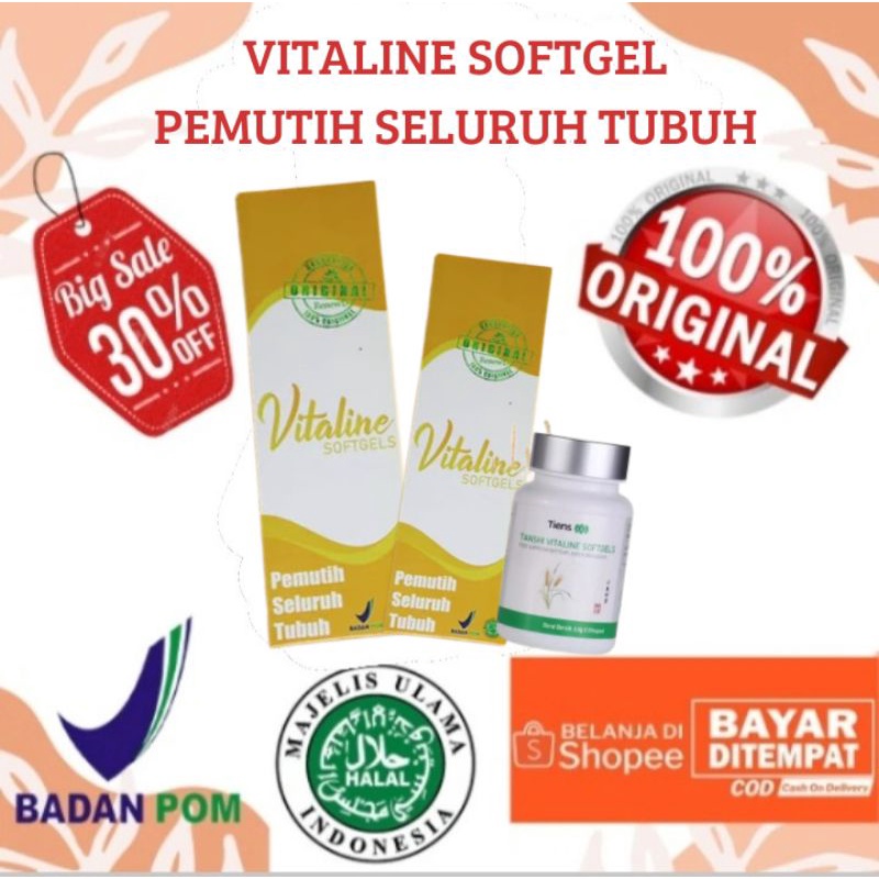 VITALINE SOFTGEL PEMUTIH BADAN KETIAK WAJAH SELANGKANGAN PENGHILANG JERAWAT BEKAS LUKA PENCERAH BIBI