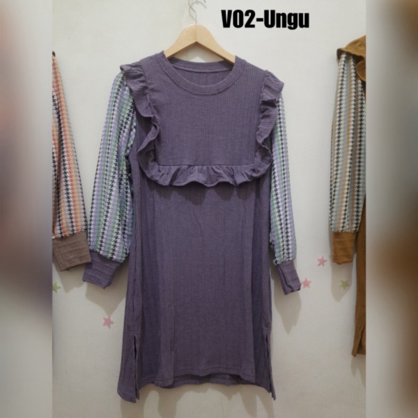 Promo Tunik Import - Dress Impor - Baju Atasan - Pakaian Wanita -V02 - Ungu Murah