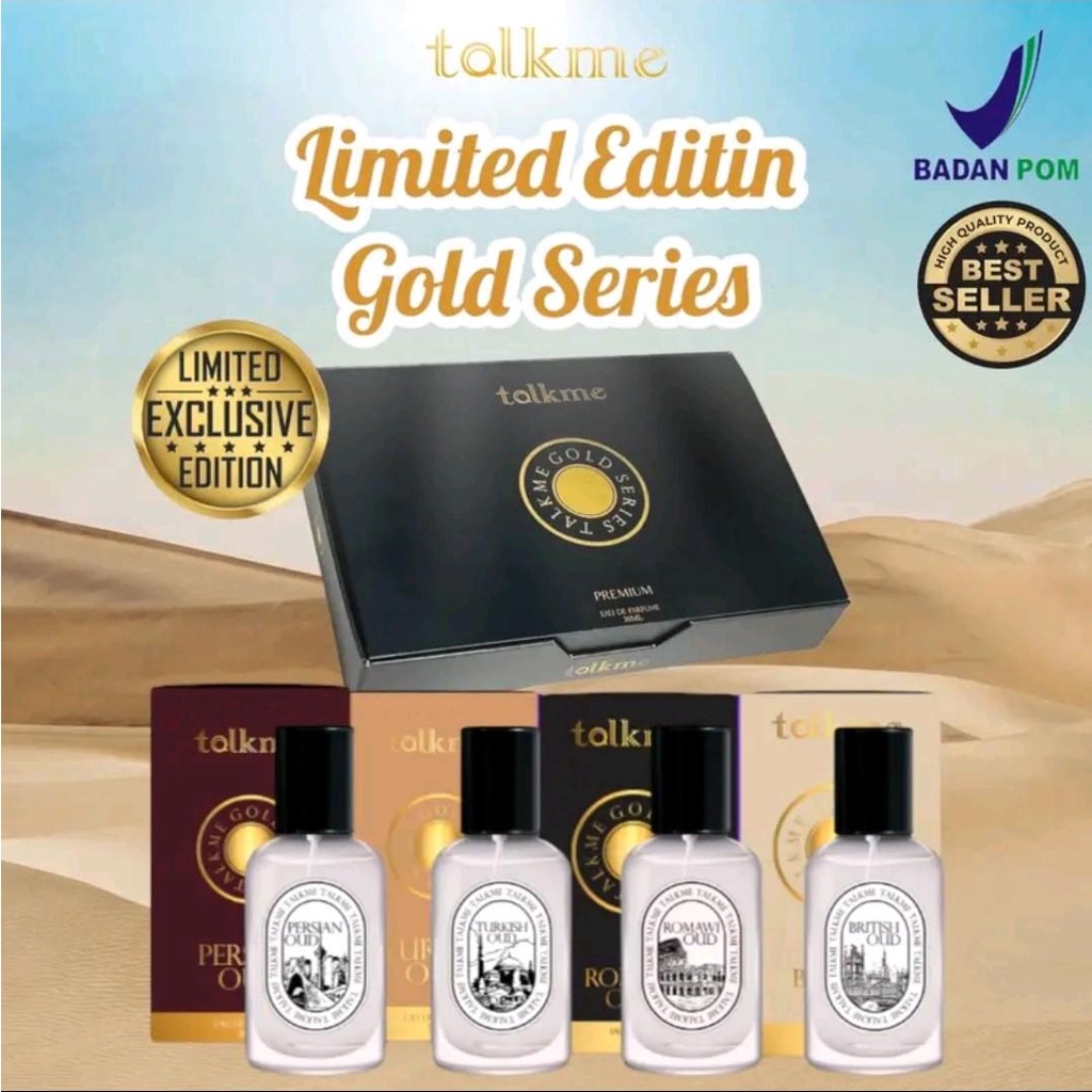 LIMITED EDITION FREE BOX EXCLUSIVE TALKME ISI 4 PCS PARFUM GOLD SERIES BPOM