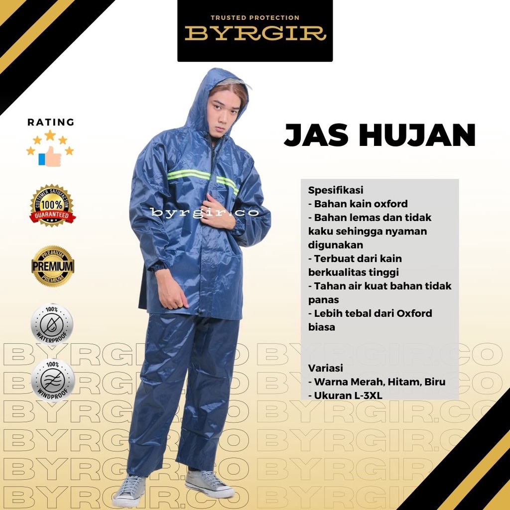 Jas Hujan Setelan Waterproof Pria Motor Tebal Anti Nembus Raincoat Rain Jacket Jaket Rain Mantel Hujan Anti Lembab Gerah Penutup Wajah Faceshield