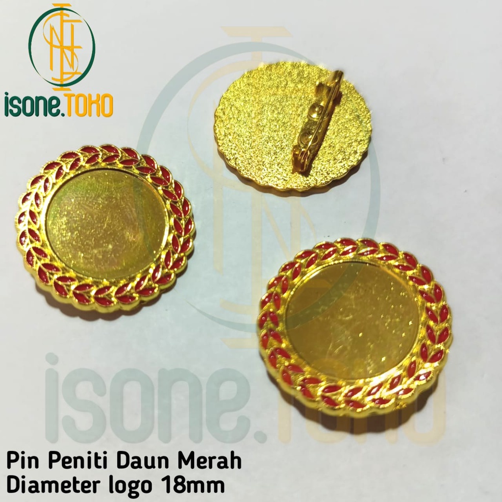 Pin Custom Logo Lingkaran Daun Merah Pin Kegiatan Organisasi Pin Peniti