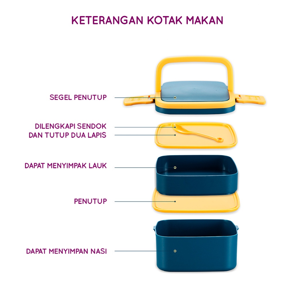 Lunch Box kotak Makan Kotak Bekal Single/Double-Layer / Kotak Makan Siang / Kotak Makan Anak Dan Dewasa