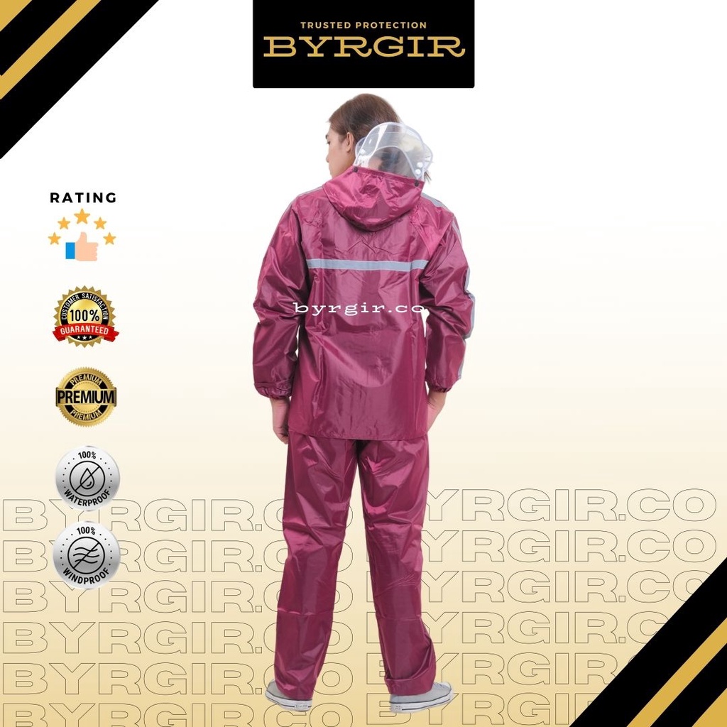 BYRGIR  Jas Hujan Setelan Premium Pria Wanita Tebal Anti Angin Rembes Raincoat Motorcycle Bike Rain Jacket Jaket Rain Mantel Hujan Anti Lembab Gerah Penutup Wajah Faceshield