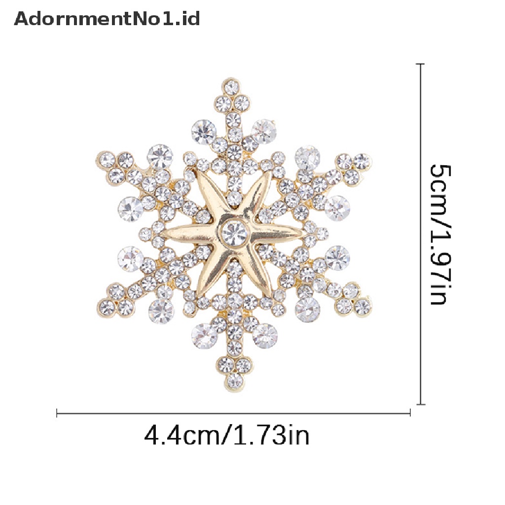 [AdornmentNo1] Fashion Pin Menawan Kristal Berlian Imitasi Bros Natal Snowflake Bros Natal Bros Hadiah [ID]