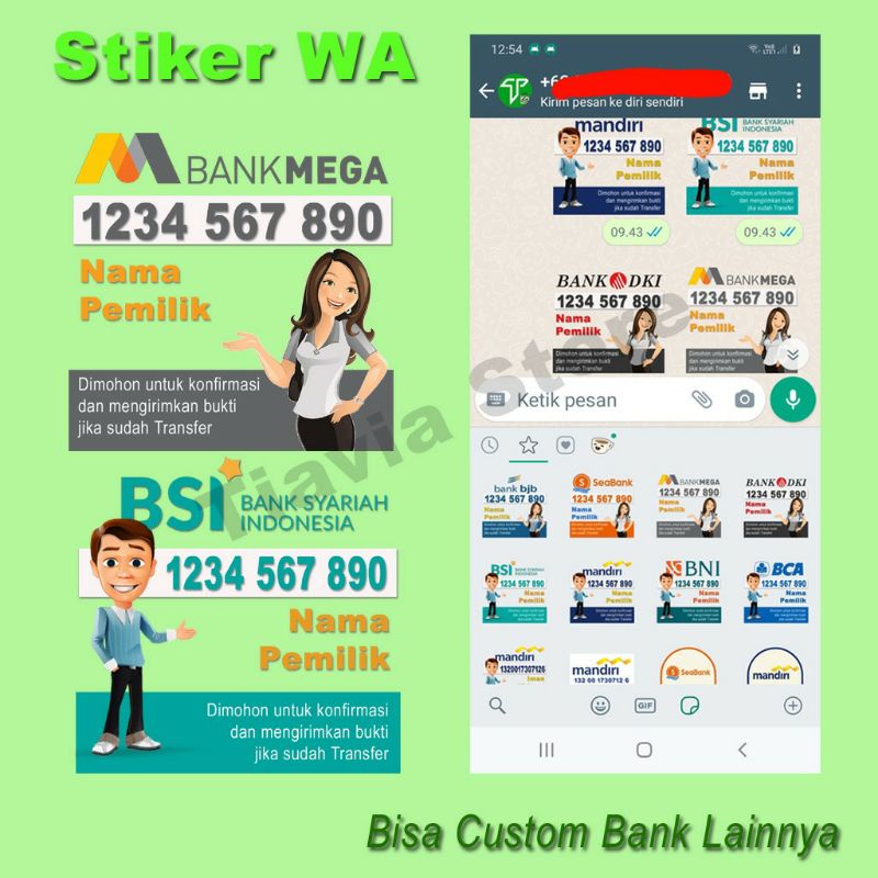 Jual Custom Sticker Double Rekening WhatsApp | Shopee Indonesia