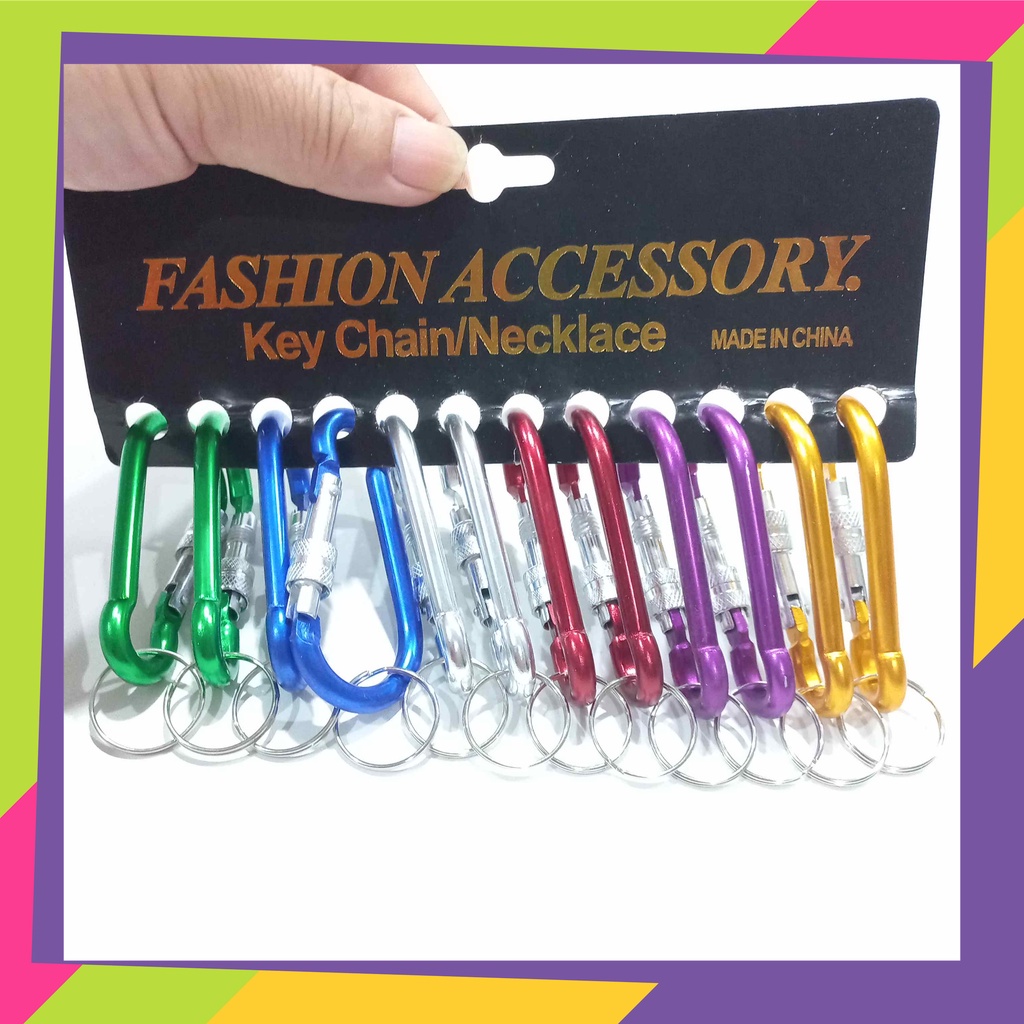 1854 / Grosir isi 12 pcs [ 1 lusin ] gantungan kunci carabiner aluminium