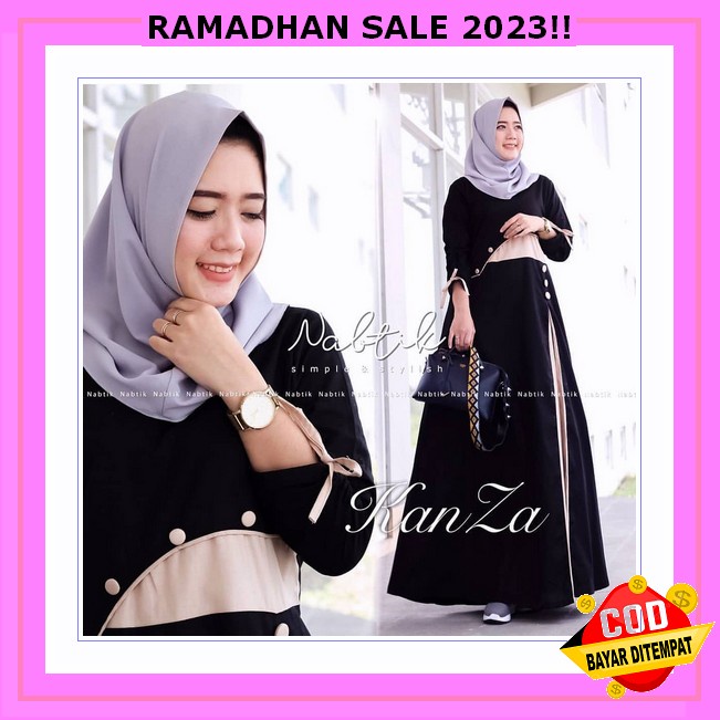 Baju Gamis Casual Mewah Jumbo Elegan Dress Gina Baju Muslim Kondangan Cewek Import Dewasa Pesta Pere