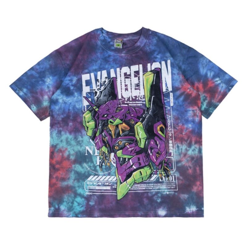 BAJU ANIME EVANGELION TIE DYE OVERSIZE KAOS ANIME EVANGELION OVERSIZE KAOS OVERSIZE
