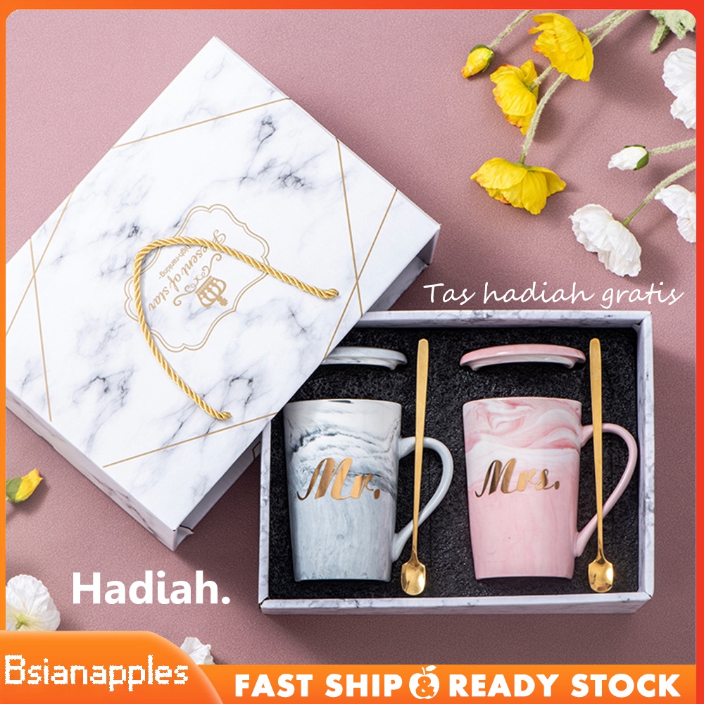 Couple Mug Set 201-350ML /Marble glass couple / Canada Marble Mug Gift Box / Gelas Marble Tutup / Hampers Glass Marble / Gift box gelas Marbel / Mira Marble Glass set / Couple Marble Glass set / kado pernikahan