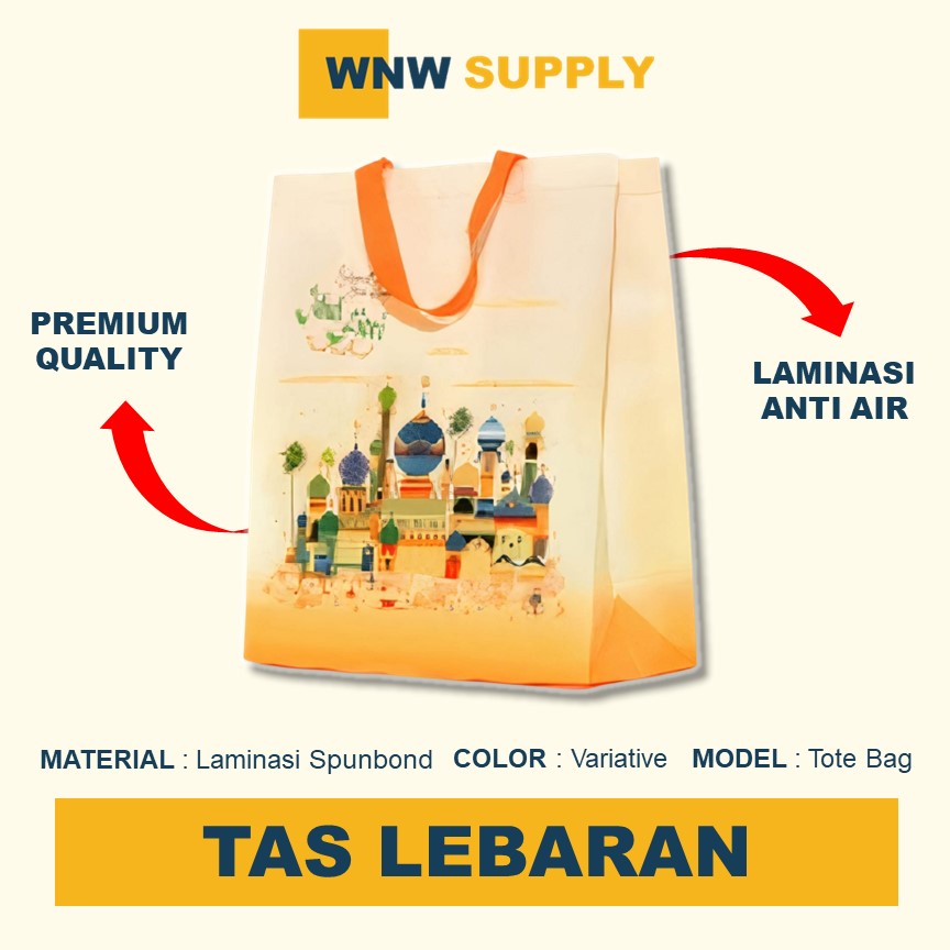 

Tas Souvenir Spunbond Laminasi Parcel Lebaran Parsel Idul Fitri Standing Handle 40 x 35 x15