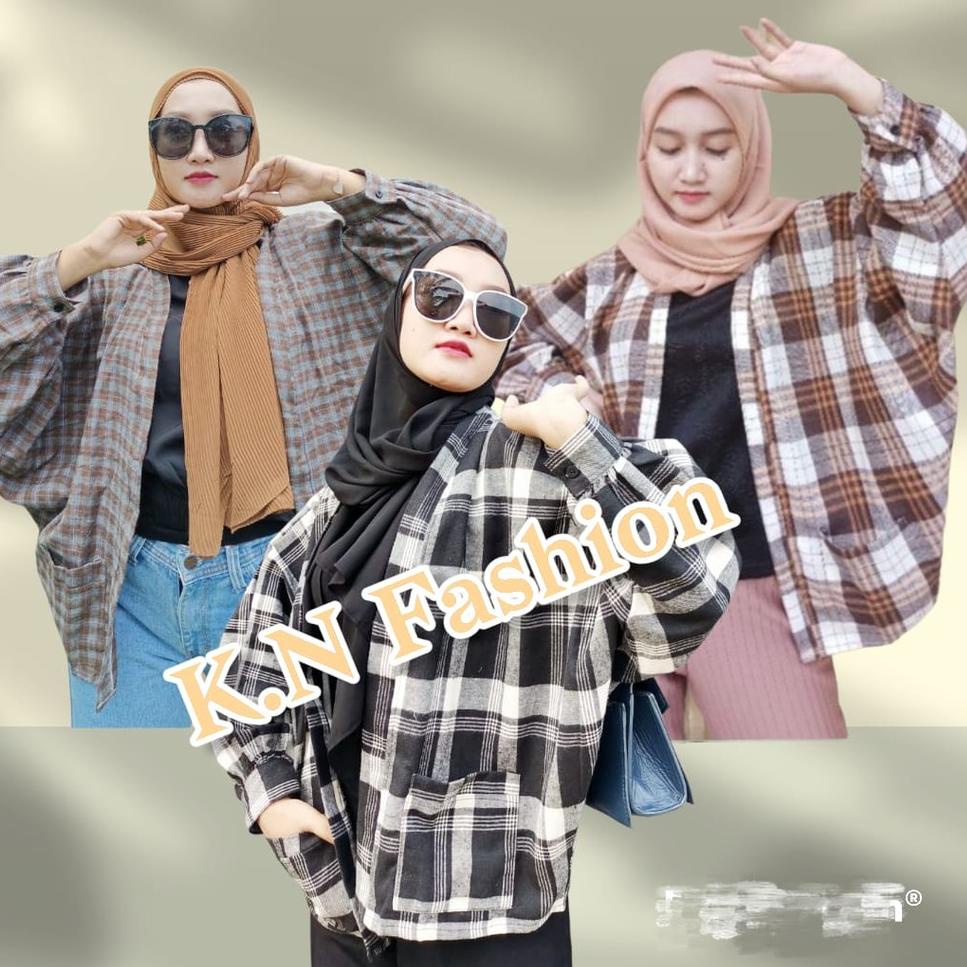 MURAH BANGET Outer Flanel Lengan Balon Grid murah berkualitas motif kotak kotak 735
