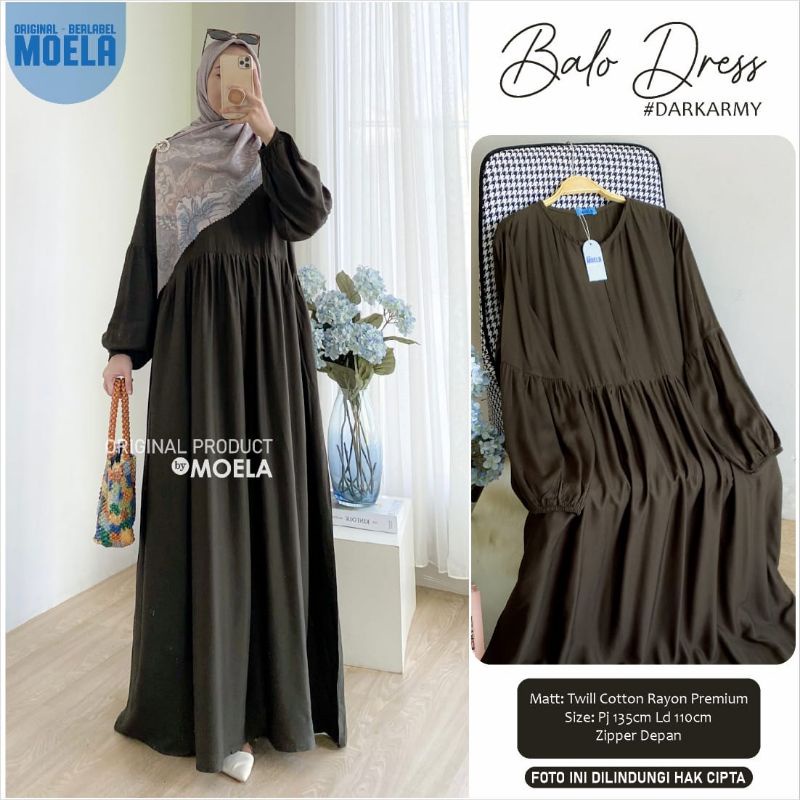 Balo dress maxy gamis polos baju wanita original by moela