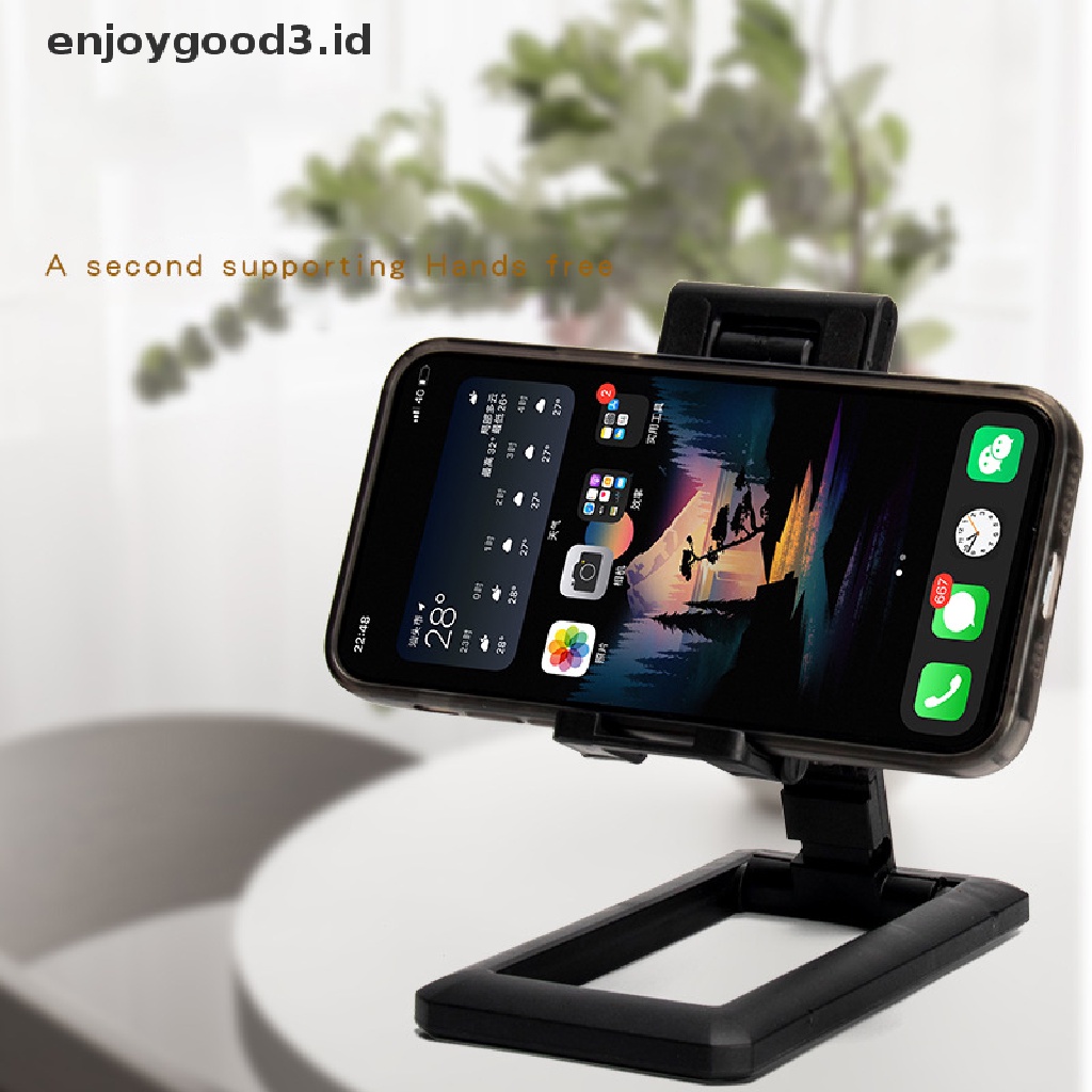 [Rready Stock] Stand Telepon Desktop Ponsel Tablet Dapat Dilipat Untuk Pad Desk Holder Adjustable (ID)