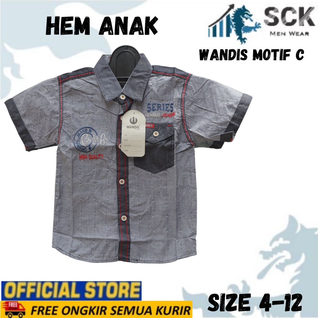 Kemeja Anak Polos Motif C Lengan Pendek [Usia 2-10Th] / Kebutuhan Anak Laki - sckmenwear GROSIR