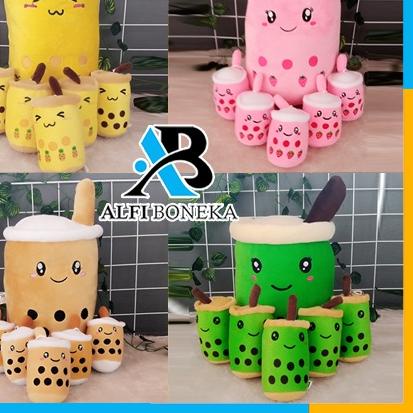 ℮ Boneka Boba Milk Tea Beranak 5 Induk 1 Bahan Berkualitas Tinggi Induk 30cm Terbaru - Boneka Berana