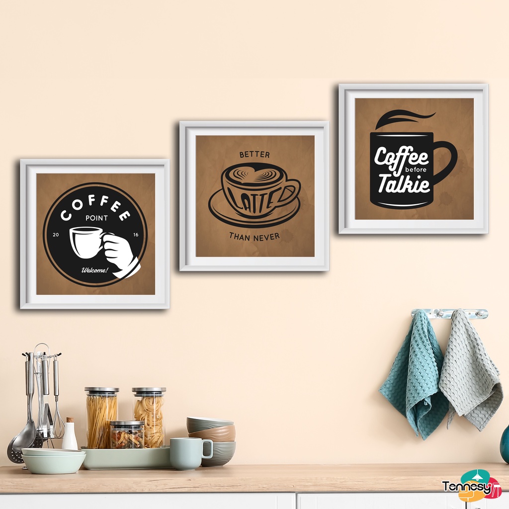 TENNESY HIASAN DINDING COFFEE QUOTE 20x20CM MOTIVASI KOPI WALL DECOR PAJANGAN KAYU DEKORASI DINDING KAMAR TIDUR RUMAH