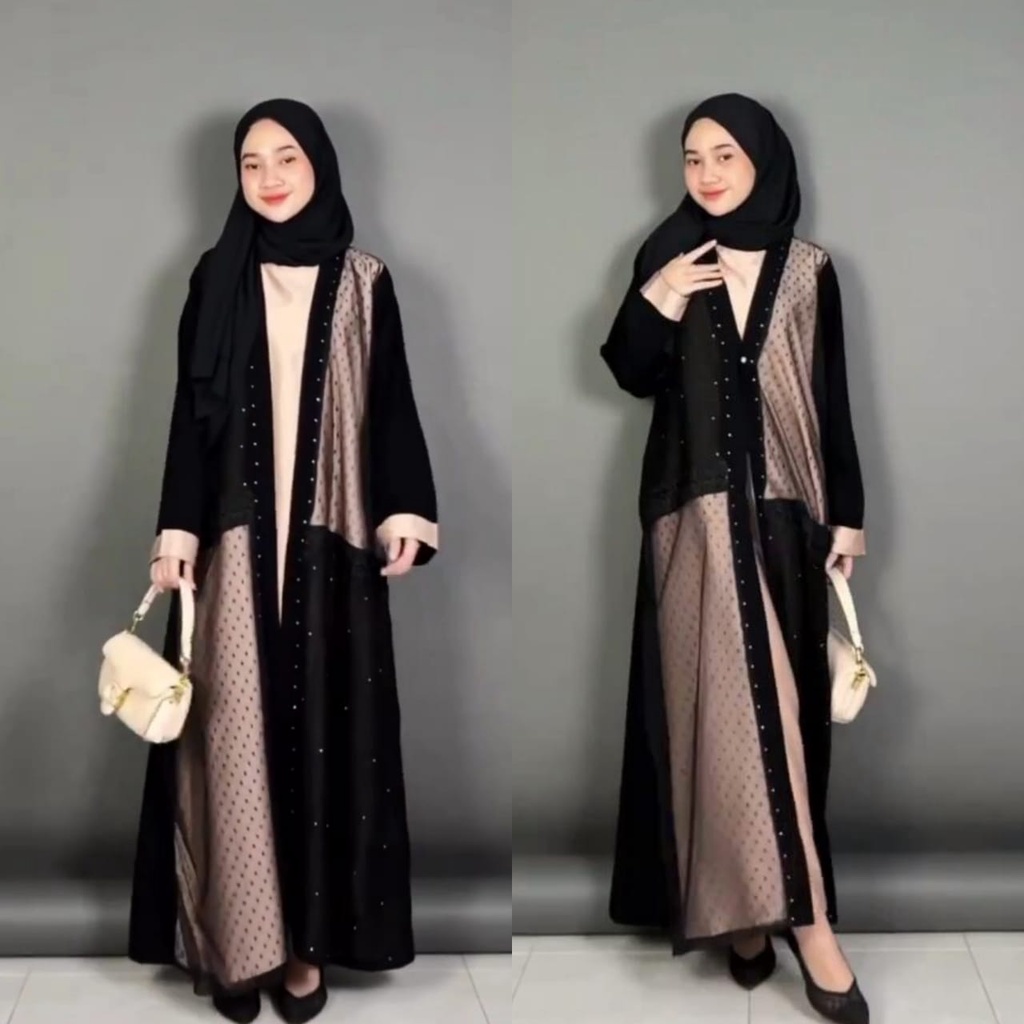 dress maxi terbaru-abaya arab mewah-gamis turkey kekinian-abaya kania tile terbaru