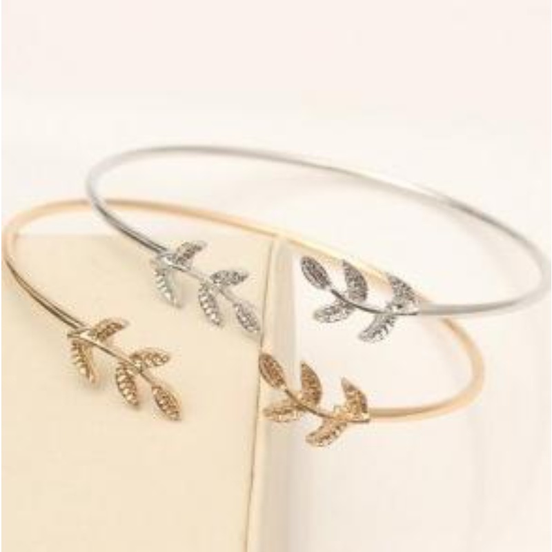 Gelang Daun Eropa Amerika Laris Panas Desain Gaya Baru Niche Siswa All-match Open Leaf Bracelet Bracelet Grosir