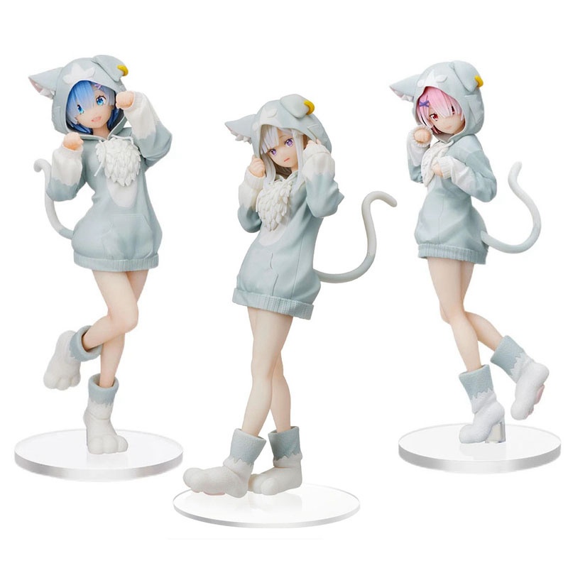 Figure Anime Re Life In A Different World From Zero Emilia Rem Ram Puck Mulai 23cm Mainan Boneka Model Figure PVC