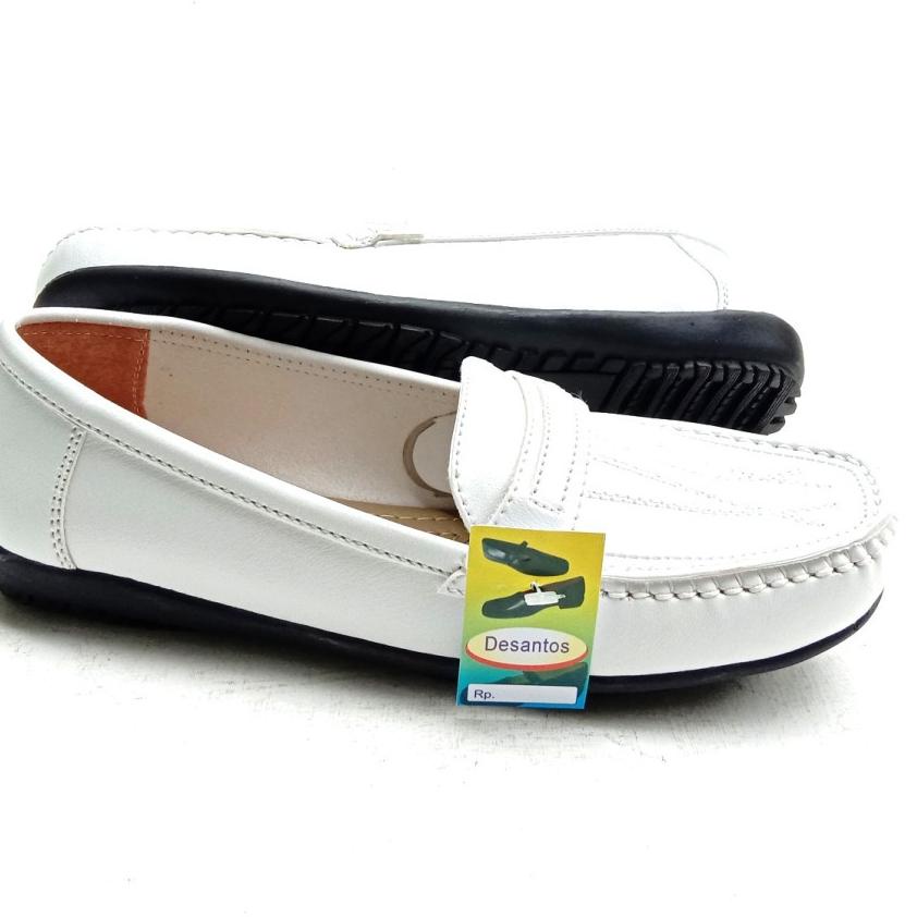 Stok Terbaru SEPATU KERJA KANTOR PERAWAT FLAT PANTOFEL FULL PUTIH DESANTOS ORINAL SIZE 37 - 41 / B 1