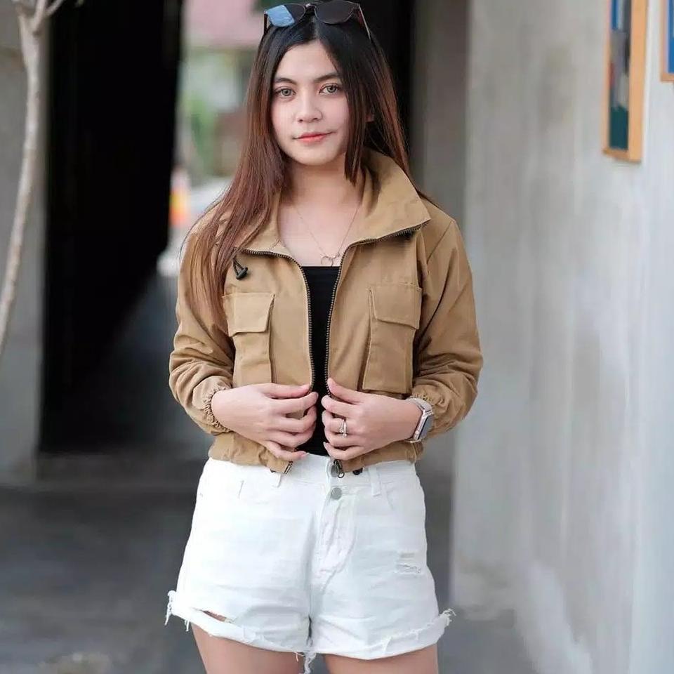 Best Product Sury Jaket Crope Wanita Trendy Kekinian / Jaket Crop Wanita / Jaket Wanita