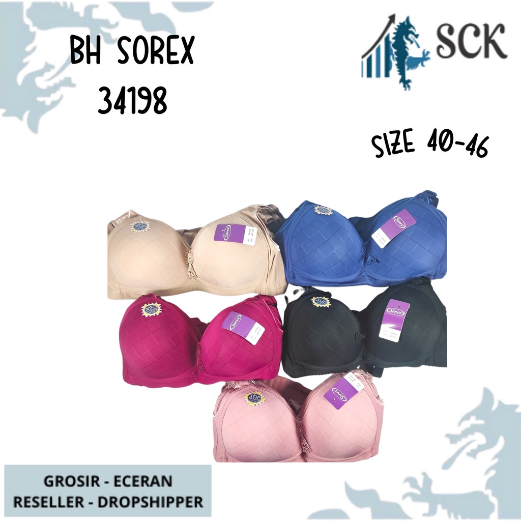 BH SOREX 34198 Tanpa Kawat Busa Tipis Soft / CUP C-D  40-46 Pakaian Dalam - sckmenwear GROSIR