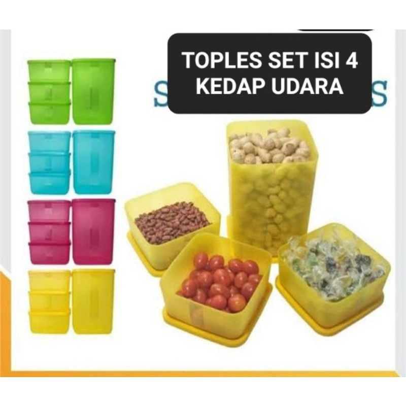 TOPLES SUGUHAN LEBARAN isi 4pc Toples Besar Lebaran Idul Fitri | lodong snack jajan cookies roti kering  tempat snak permen kurma kerupuk krupuk | wadah penyimpanan makanan bumbu dapur biskuit | topeles tabung silinder plastik anti pecah wadah kedap udara