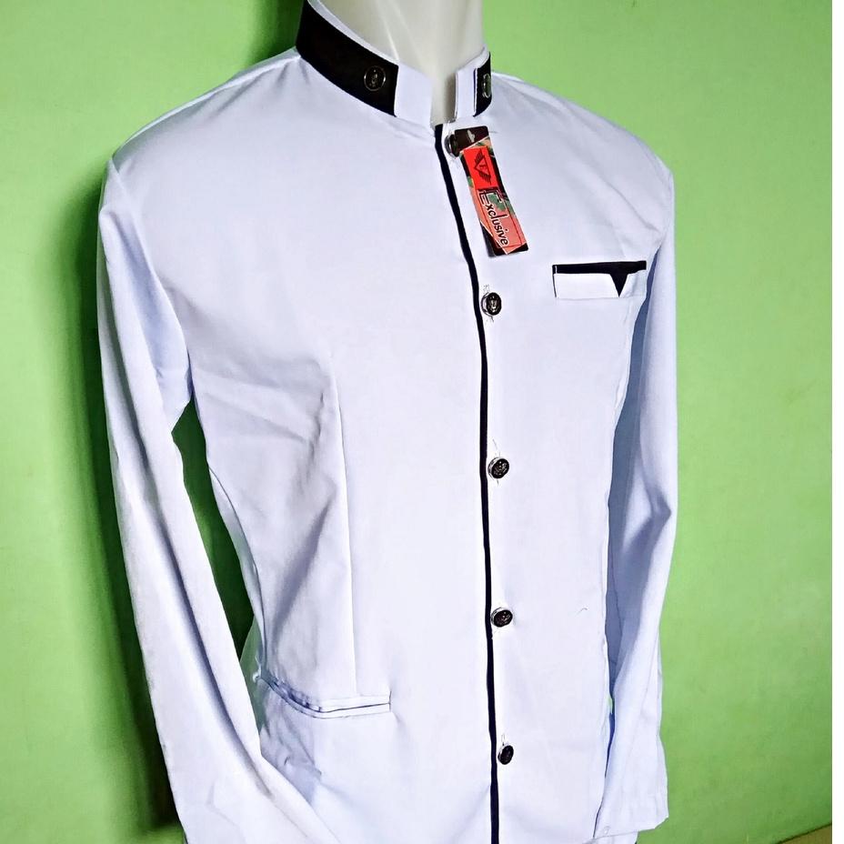 ➮ PAKAIAN MUSLIM PRIA JASKO HITAM LIS BIRU KODE HL66 / PROMO JASKO TERMURAH / JAS PRIA / KOKO PRIA /