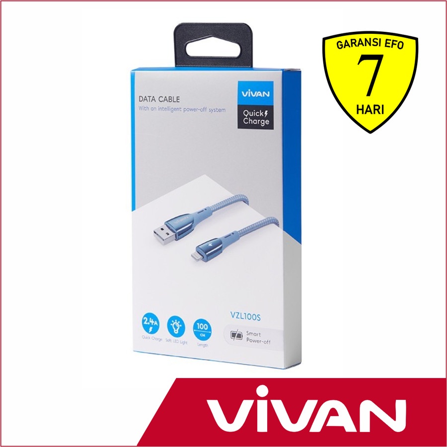 Kabel Data iPhone Smart Power Off Vivan VZL100S - 100cm Quick Charge Lightning Apple VZL 100S - SFO 