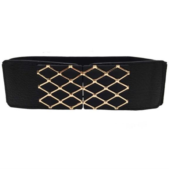 JB Belt Wanita Korea Lebar Hitam Ikat Pinggang Dress Waistband "NET"