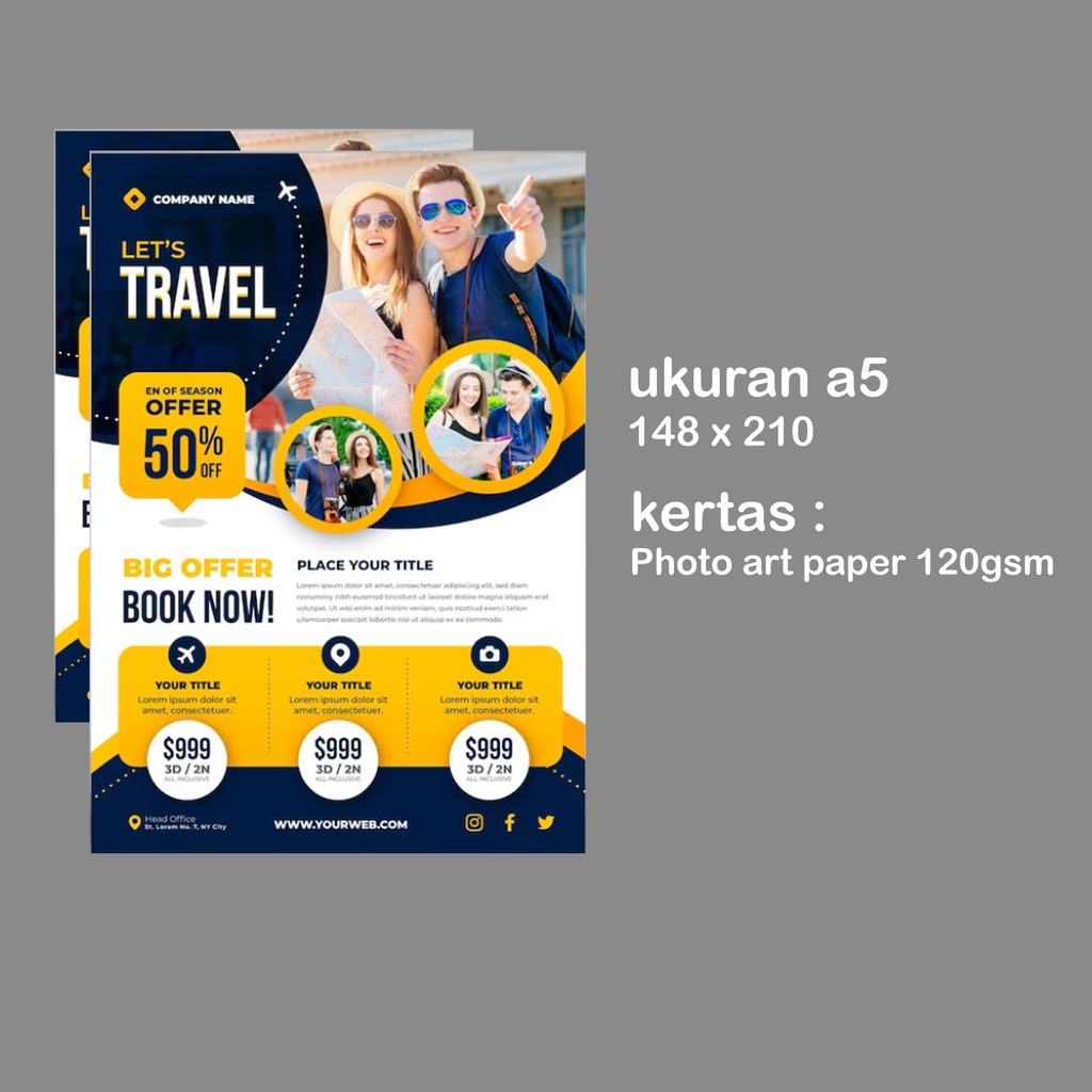 

CETAK BROSUR ATAU FLYER UKURAN A5 SATU SISI photo art paper 120gsm