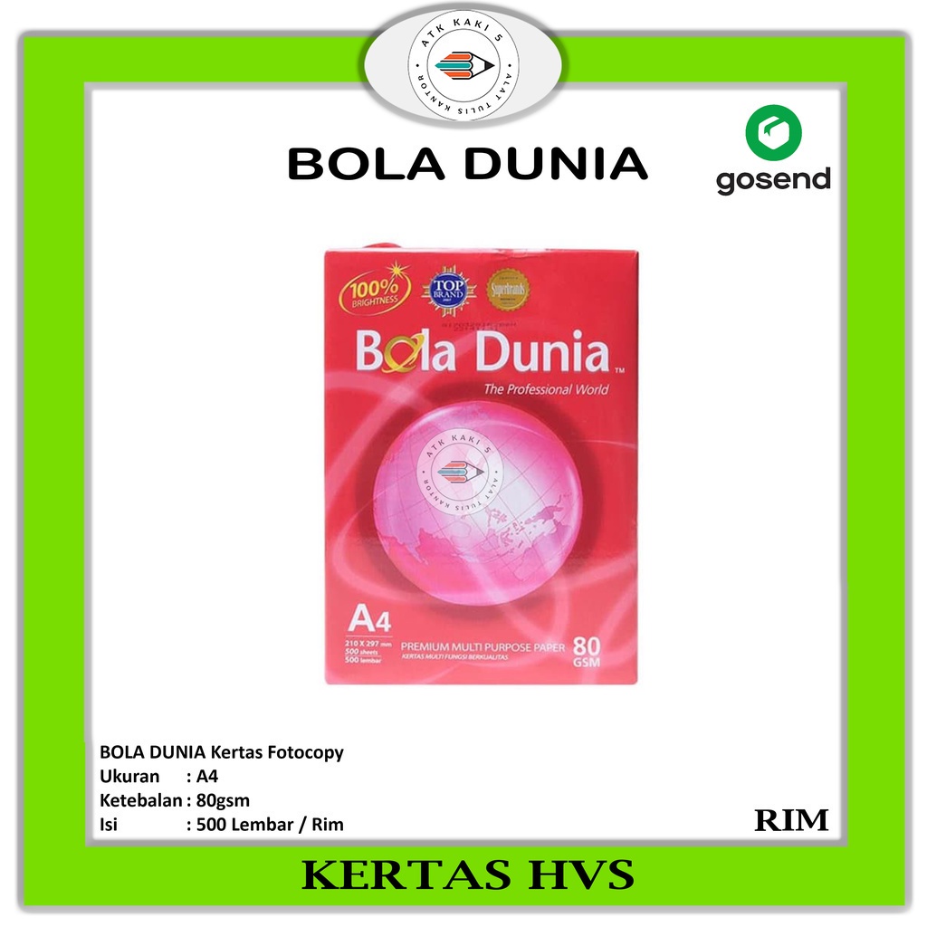 

BOLA DUNIA - Kertas F4 80 Gram Office Paper Print -Rim