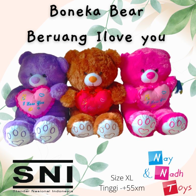 Boneka Beruang I love You Boneka Bear I love You Size Xl SNI