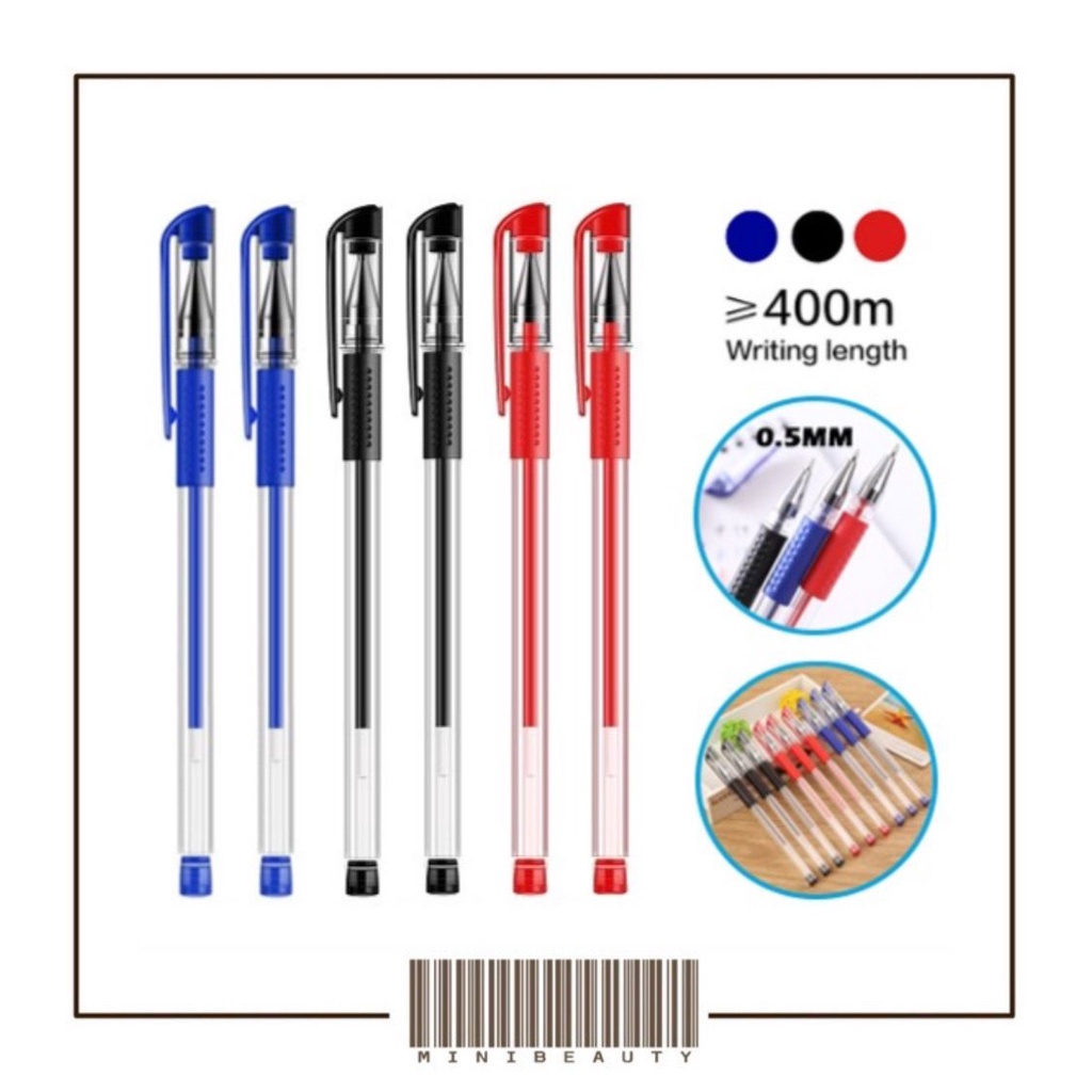Pena Gel 0.55mm Standard Pulpen tinta cair Alat Tulis Sekolah Kantor Import