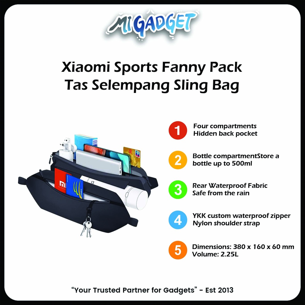 Xiaomi Sports Fanny Pack Tas Selempang Pria Wanita Sling Bag Tahan Air