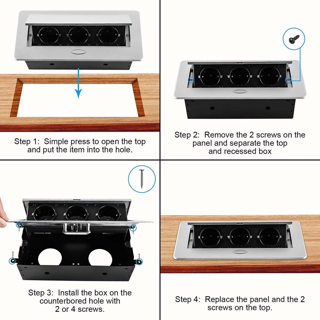⭐Fast Delivery⭐Stop Kontak Meja Meeting Tanam 3 Soket pop-up 3lubang Desktop Tertanam Stopkontak Floor/Desk outlet