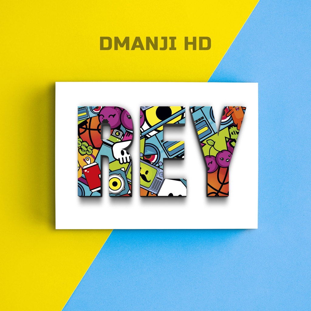 DMANJI HD - Custome Nama Text 3D full Color Bingkai kayu  | Poster Bingkai kustom nama | Hiasan dind