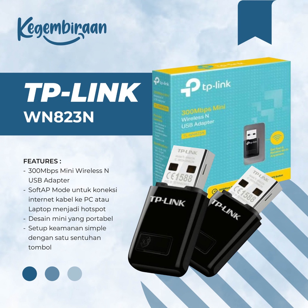 Usb Wifi Dongle TpLink Wn823n Adapter Mini 300Mbps Tp Link 823n Wifi Pc Komputer
